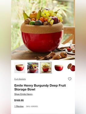 Emile Henry Burgundy Deep Fruit Storage Bowl